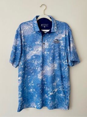 Bermuda Sands Performance Golf Polo Embroidered Greensboro Natl Club, Blue – L